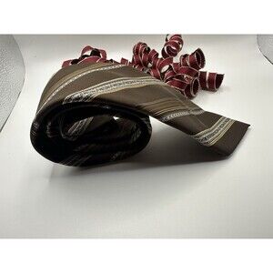 Vintage Pierre Cardin Tie 70s Brown Striped Polyester Paris New York Mod MCM